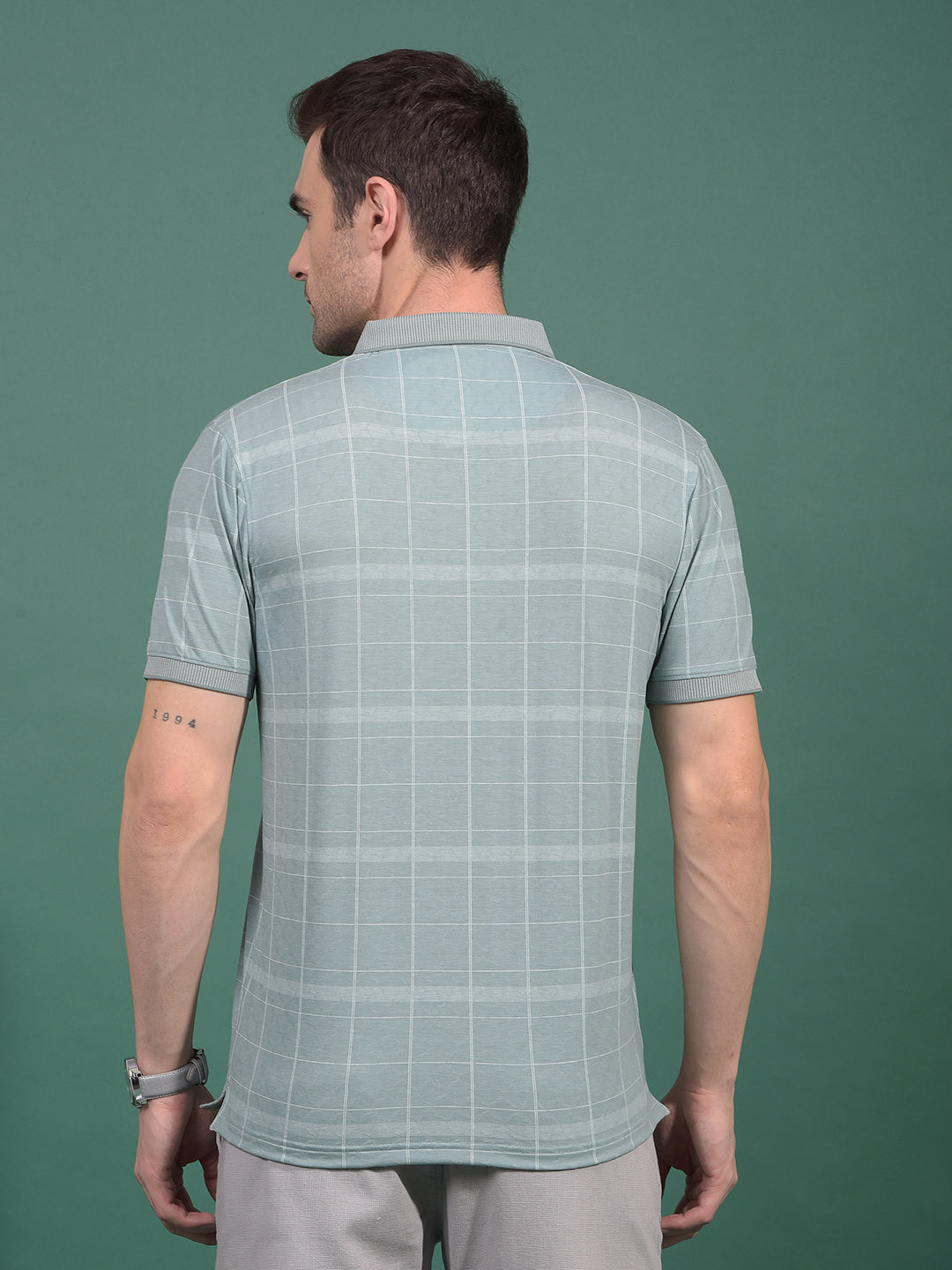 Green Printed Polo Neck T-Shirt-Men T-Shirts-Crimsoune Club