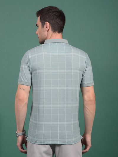 Green Printed Polo Neck T-Shirt-Men T-Shirts-Crimsoune Club