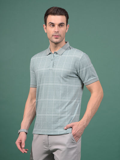 Green Printed Polo Neck T-Shirt-Men T-Shirts-Crimsoune Club