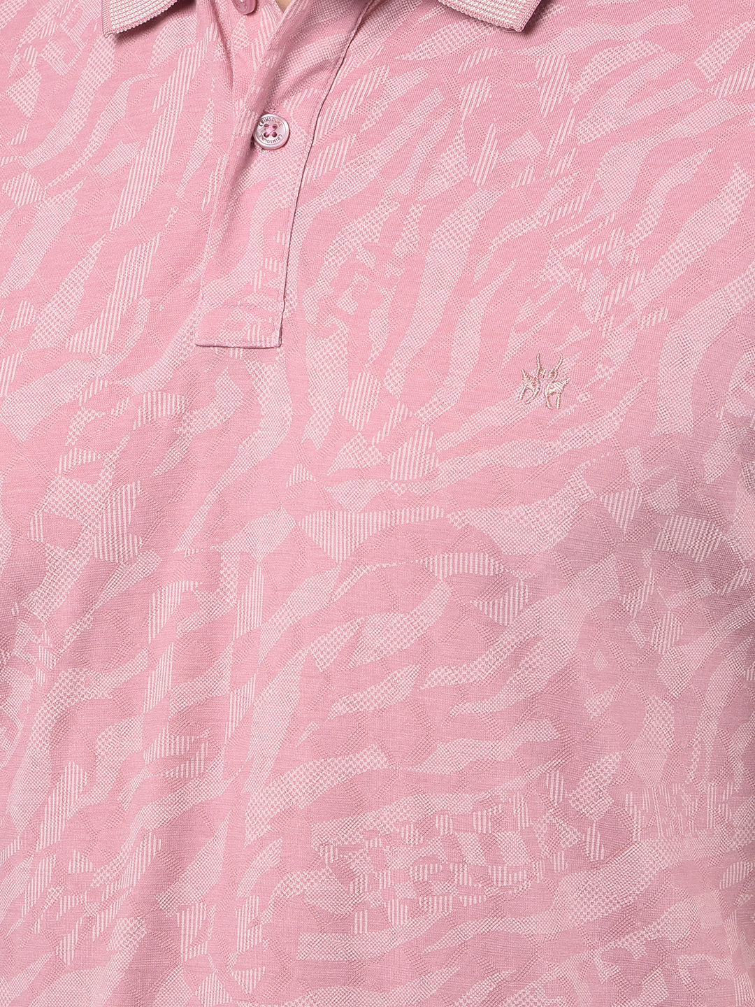 Pink Printed Polo Neck T-Shirt-Men T-Shirts-Crimsoune Club