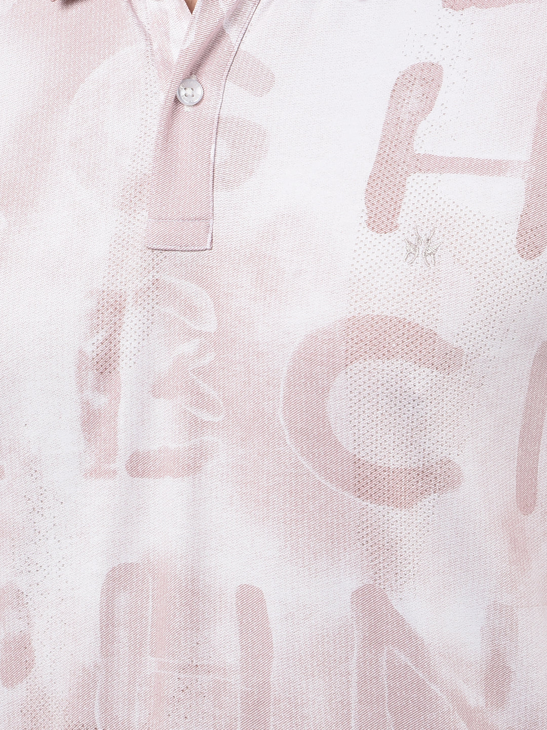 Pink Typographic Print Polo Neck T-Shirt-Men T-Shirts-Crimsoune Club