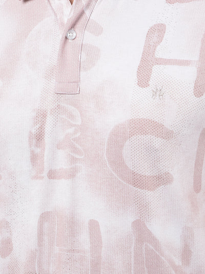 Pink Typographic Print Polo Neck T-Shirt-Men T-Shirts-Crimsoune Club