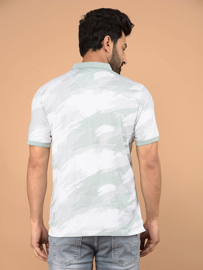 Green Printed Polo Neck T-Shirt-Men T-Shirts-Crimsoune Club