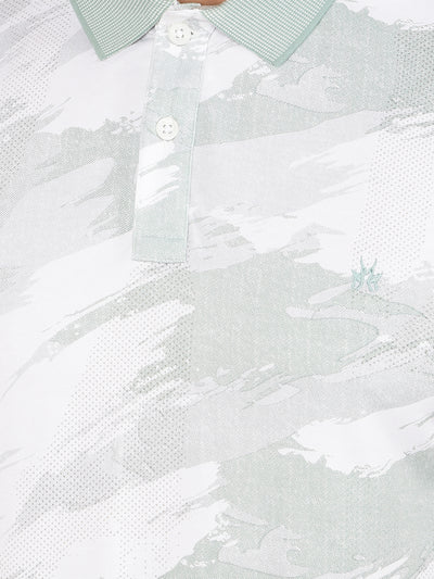 Green Printed Polo Neck T-Shirt-Men T-Shirts-Crimsoune Club