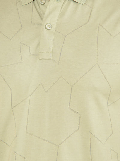 Green Printed Polo Neck T-Shirt-Men T-Shirts-Crimsoune Club