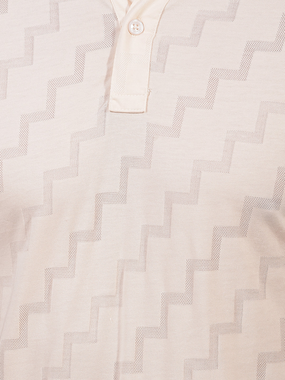 Cream Printed Polo Neck T-Shirt-Men T-Shirts-Crimsoune Club