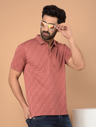 Red Printed Polo Neck T-Shirt-Men T-Shirts-Crimsoune Club