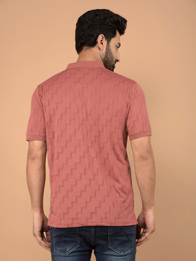 Red Printed Polo Neck T-Shirt-Men T-Shirts-Crimsoune Club