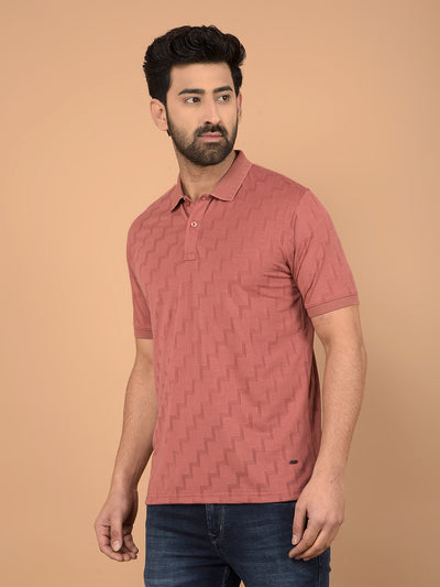 Red Printed Polo Neck T-Shirt-Men T-Shirts-Crimsoune Club
