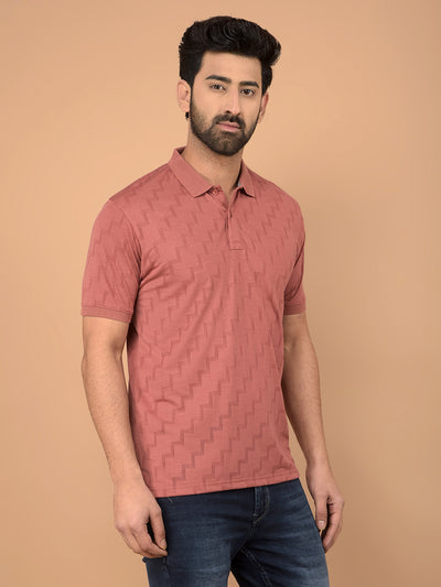 Red Printed Polo Neck T-Shirt-Men T-Shirts-Crimsoune Club