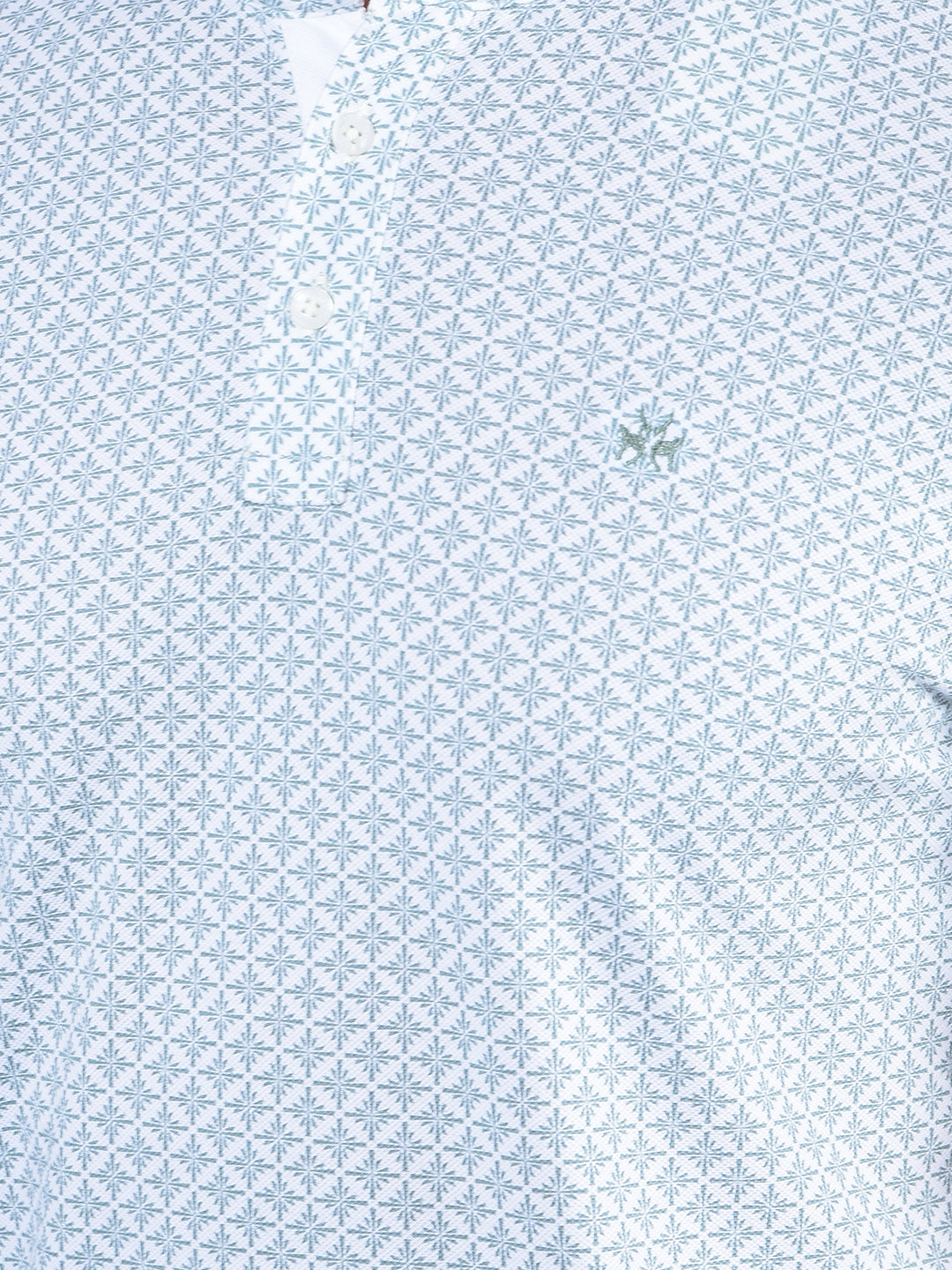 Green Printed Mandarin Neck T-Shirt-Men T-Shirts-Crimsoune Club