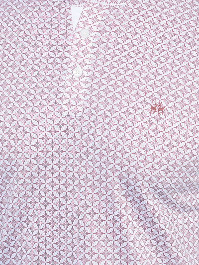 Pink Printed Mandarin Neck T-Shirt-Men T-Shirts-Crimsoune Club