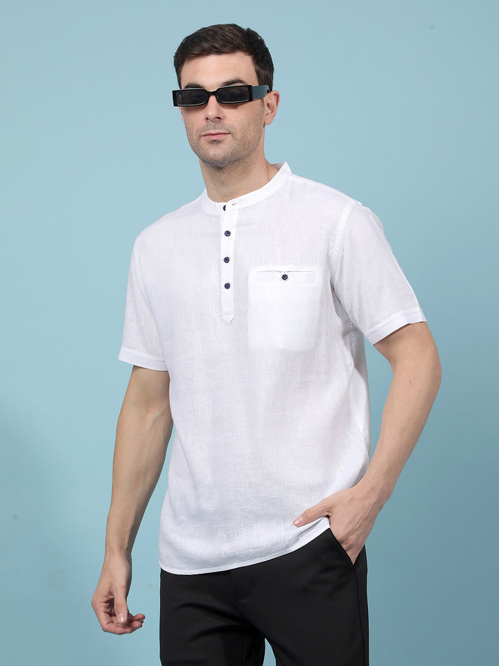 White Linen Kurta-Men Kurtas-Crimsoune Club