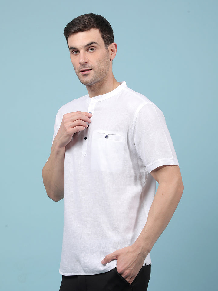 White Linen Kurta-Men Kurtas-Crimsoune Club