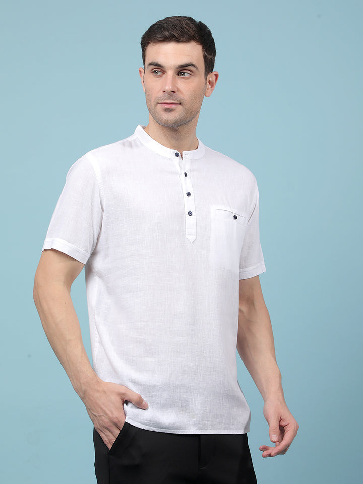 White Linen Kurta-Men Kurtas-Crimsoune Club