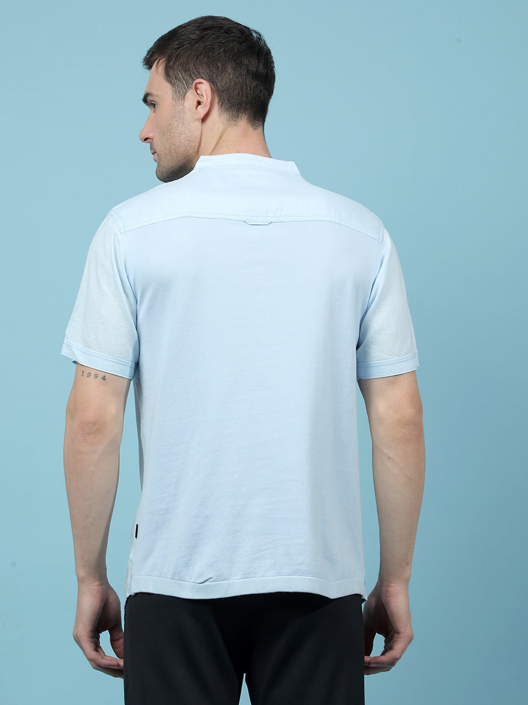 Blue Linen Kurta-Men Kurtas-Crimsoune Club