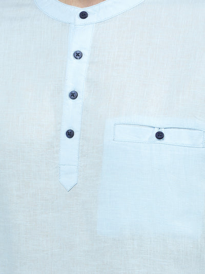 Blue Linen Kurta-Men Kurtas-Crimsoune Club