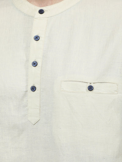 Beige Linen Kurta-Men Kurtas-Crimsoune Club