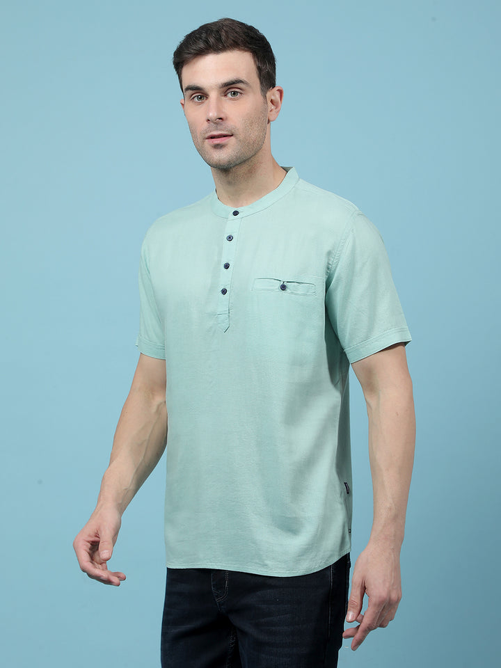 Green Linen Kurta-Men Kurtas-Crimsoune Club
