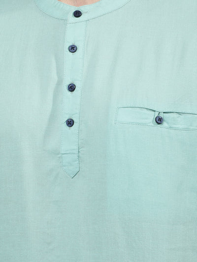 Green Linen Kurta-Men Kurtas-Crimsoune Club