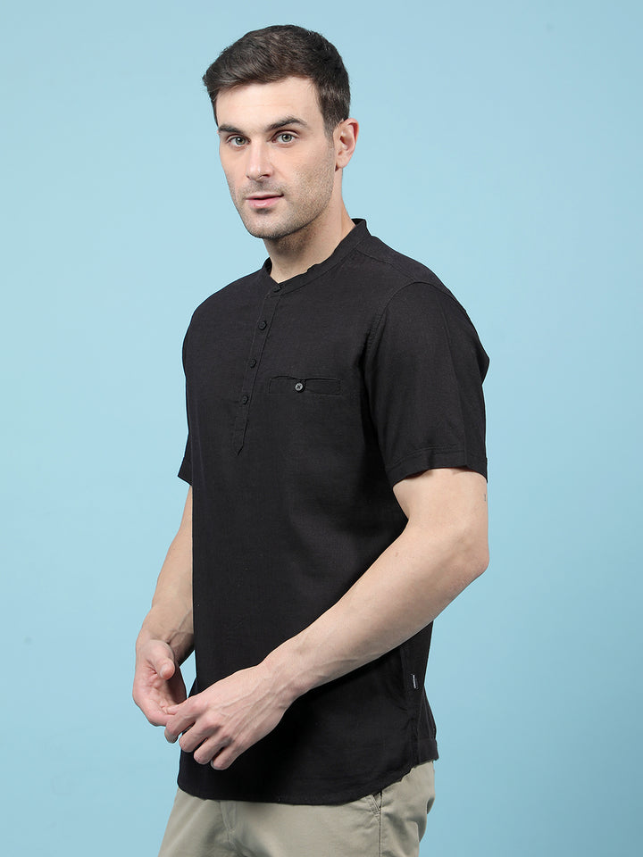 Pink Linen Kurta-Men Kurtas-Crimsoune Club