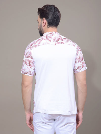 Brown Floral Print Linen Kurta-Men Kurtas-Crimsoune Club