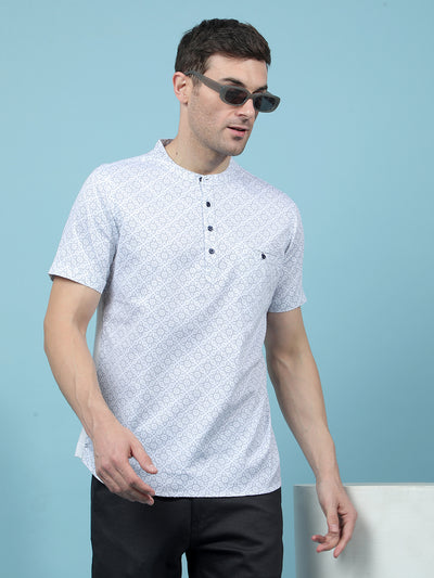 White Printed Kurta-Men Kurtas-Crimsoune Club