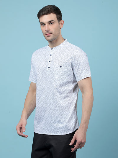 White Printed Kurta-Men Kurtas-Crimsoune Club