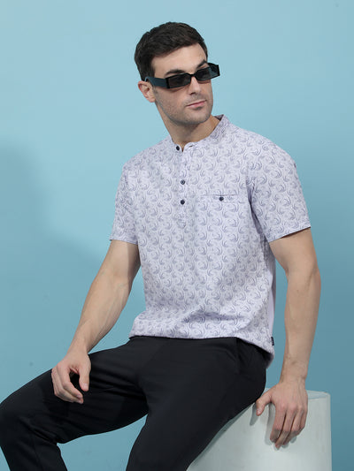 Purple Printed Kurta-Men Kurtas-Crimsoune Club