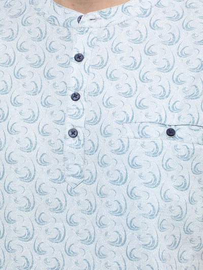 Blue Printed Kurta-Men Kurtas-Crimsoune Club