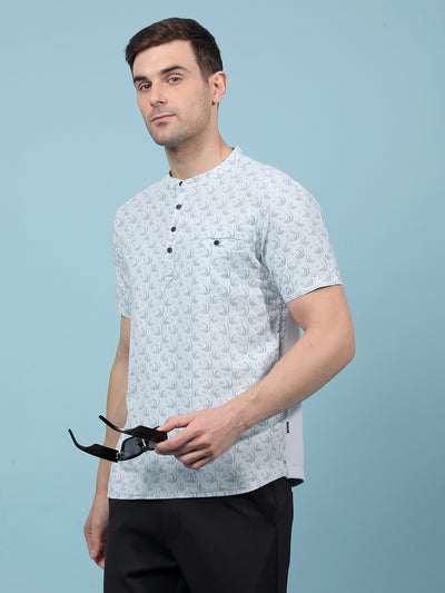 Blue Printed Kurta-Men Kurtas-Crimsoune Club