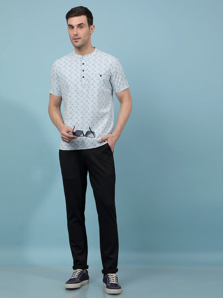 Blue Printed Kurta-Men Kurtas-Crimsoune Club