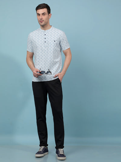 Blue Printed Kurta-Men Kurtas-Crimsoune Club