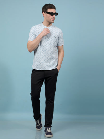 Blue Printed Kurta-Men Kurtas-Crimsoune Club