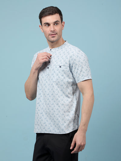 Blue Printed Kurta-Men Kurtas-Crimsoune Club