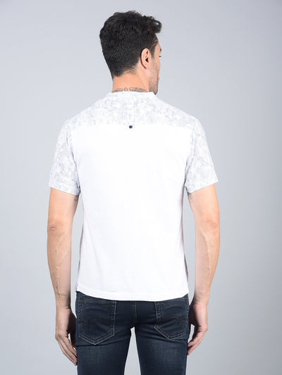 White Printed Linen Kurta-Men Kurtas-Crimsoune Club