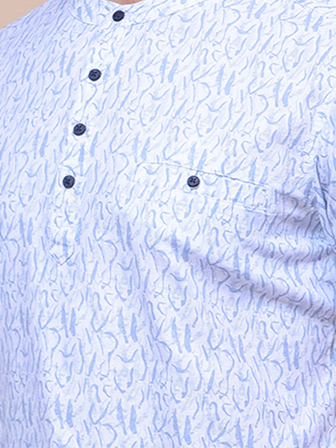 Blue Printed Kurta-Men Kurtas-Crimsoune Club