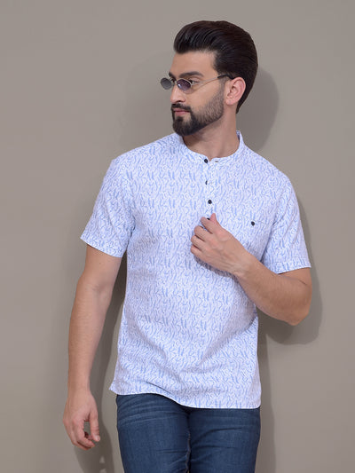 Blue Printed Kurta-Men Kurtas-Crimsoune Club