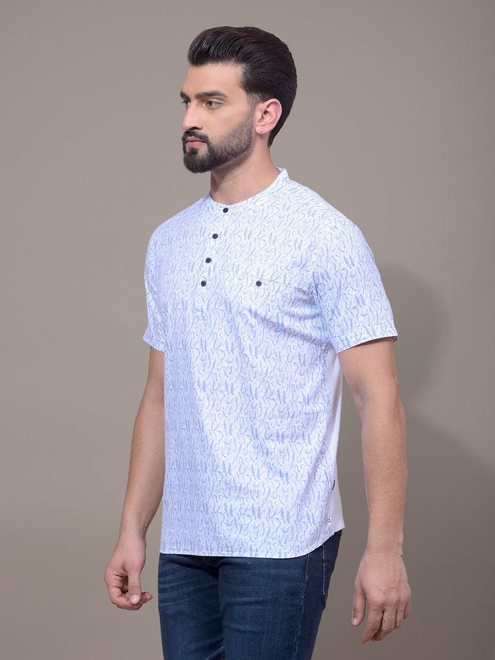 Blue Printed Kurta-Men Kurtas-Crimsoune Club