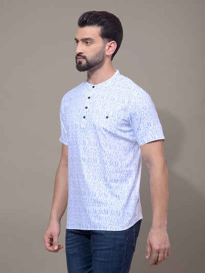 Blue Printed Kurta-Men Kurtas-Crimsoune Club