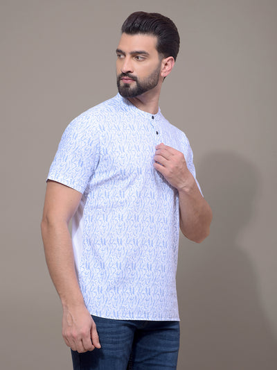 Blue Printed Kurta-Men Kurtas-Crimsoune Club