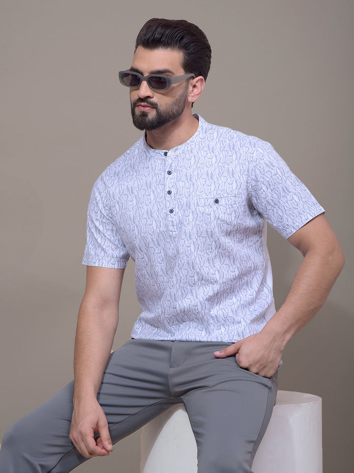 Grey Printed Kurta-Men Kurtas-Crimsoune Club