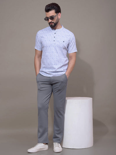 Grey Printed Kurta-Men Kurtas-Crimsoune Club