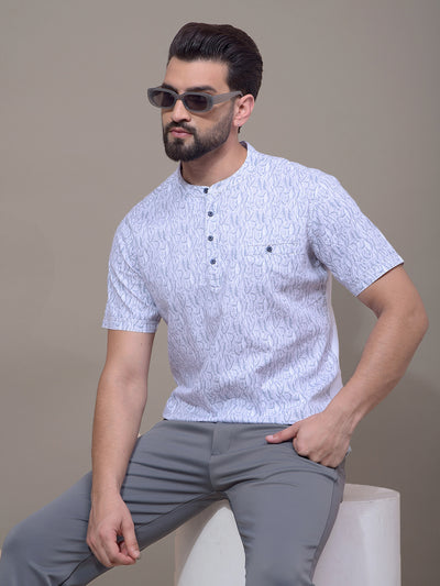 Grey Printed Kurta-Men Kurtas-Crimsoune Club