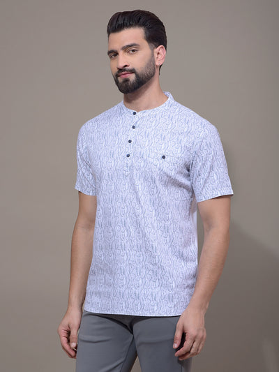 Grey Printed Kurta-Men Kurtas-Crimsoune Club