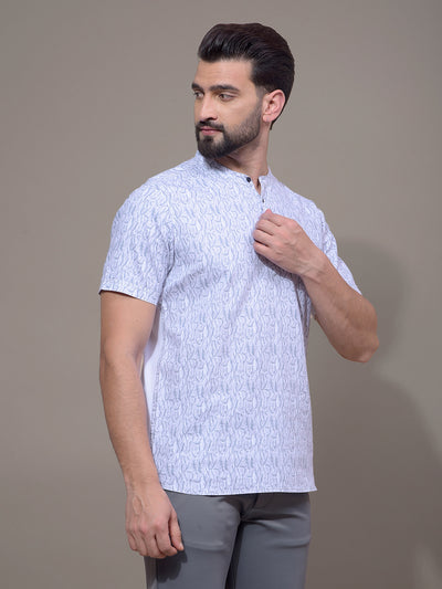 Grey Printed Kurta-Men Kurtas-Crimsoune Club