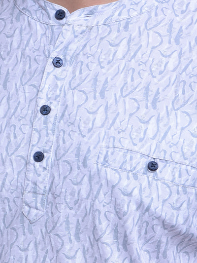 Grey Printed Kurta-Men Kurtas-Crimsoune Club