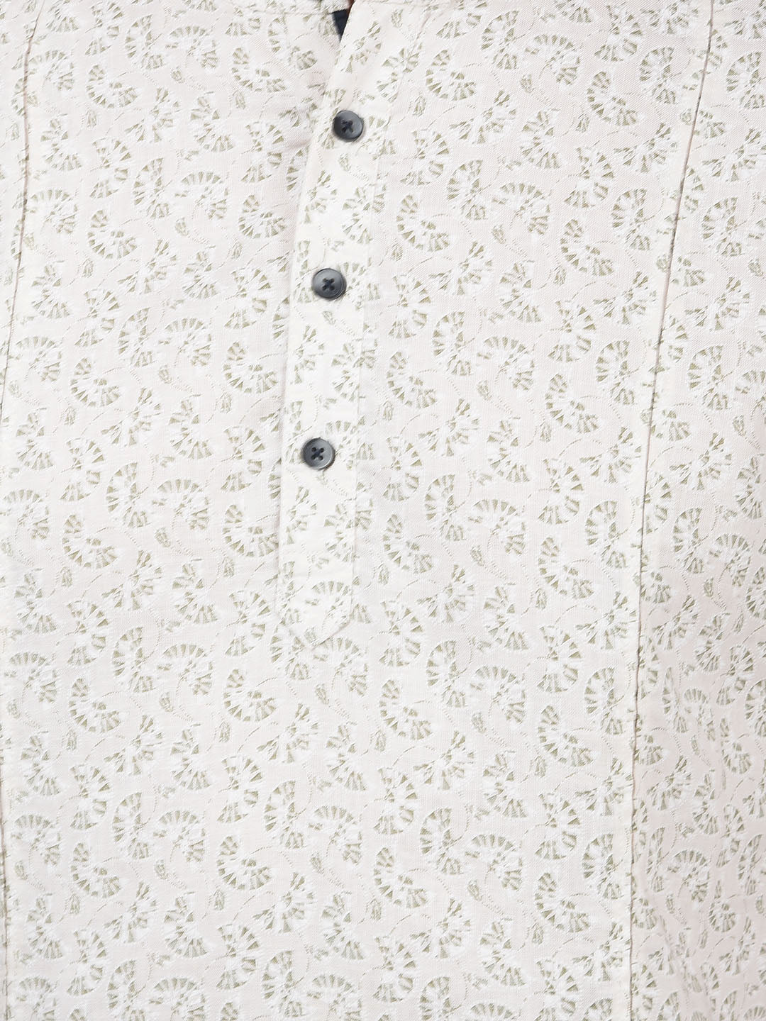 Beige Printed Linen Kurta-Men Kurtas-Crimsoune Club