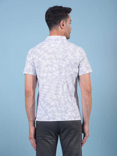 Grey Printed Polo Neck T-Shirt-Men T-Shirts-Crimsoune Club