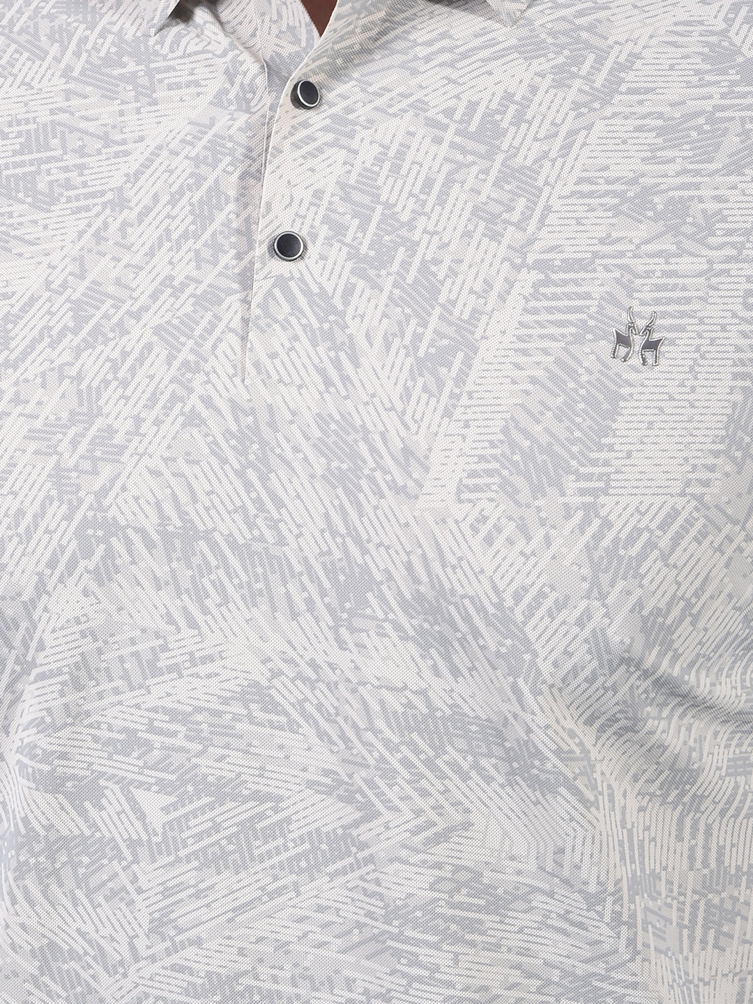 Beige Printed Polo Neck T-Shirt-Men T-Shirts-Crimsoune Club